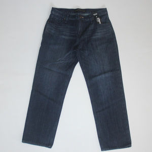 EXPRESS JEANS STRAIGHT CROP MID RISE JEANS DARK BL